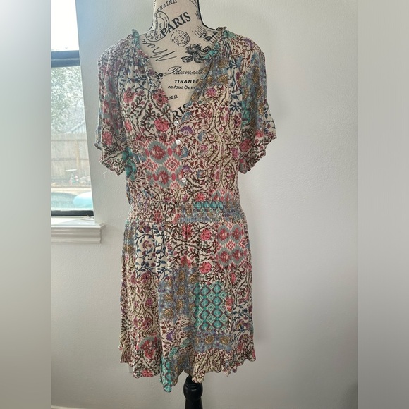 Zara Paisley Print Chiffon Ruffled Short Sleeve dress Size Medium - Picture 3 of 10